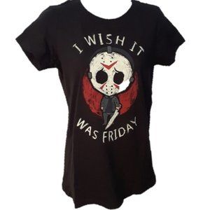 *NEW* FRIDAY THE 13TH "I Wish It Was Friday" Black T-shirt Small Jason Voorhees